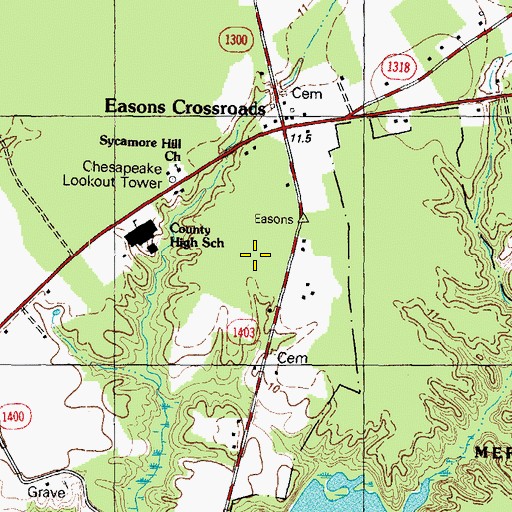 Topographic Map of Gates County, NC