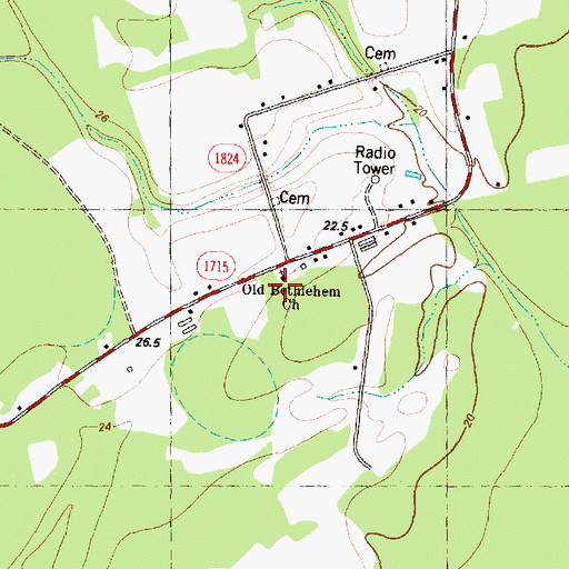 Topographic Map of Old Bethlehem Church, NC