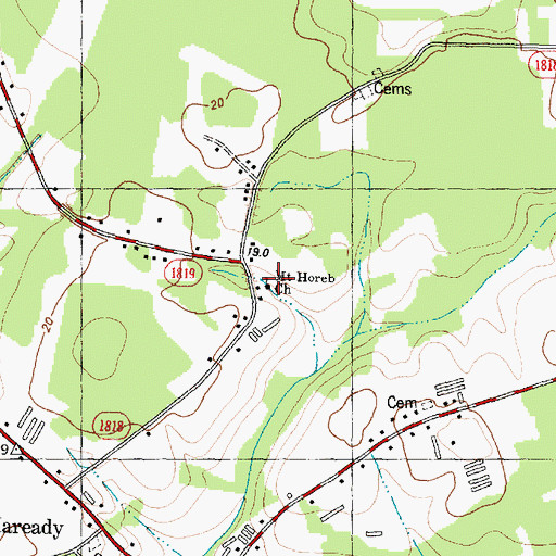 Topographic Map of Mount Horeb Church, NC