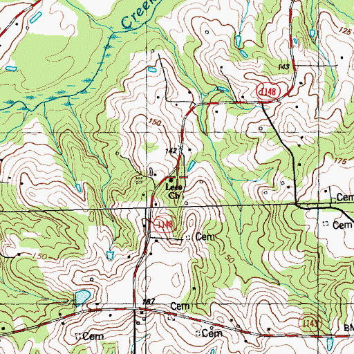 Topographic Map of Lees Church, NC