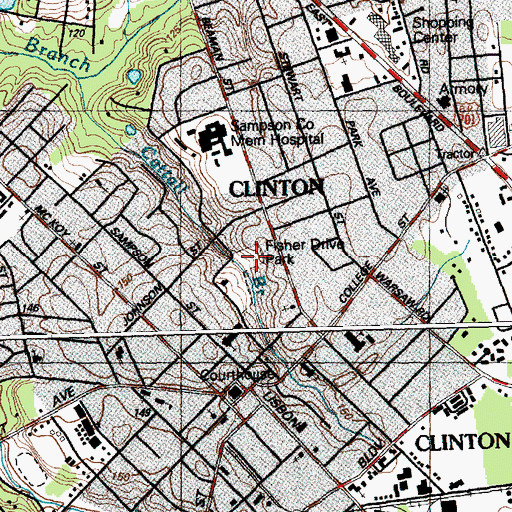 Topographic Map of Fisher Drive Park, NC