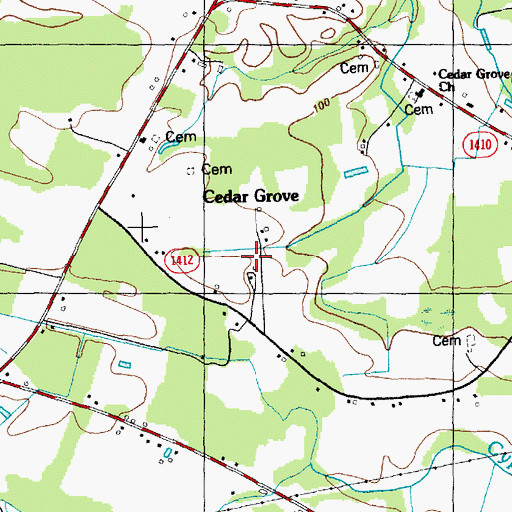 Topographic Map of Cedar Grove, NC