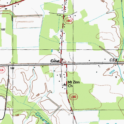Topographic Map of Grist, NC