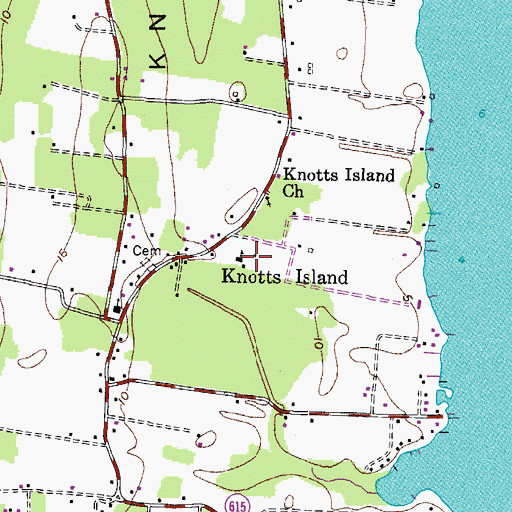 Topographic Map of Knotts Island, NC
