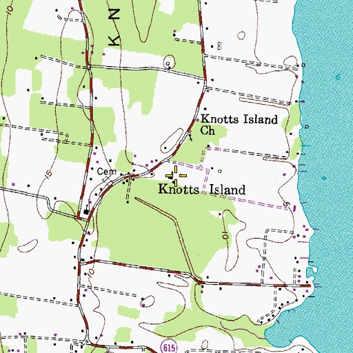 Topographic Map of Knotts Island, NC