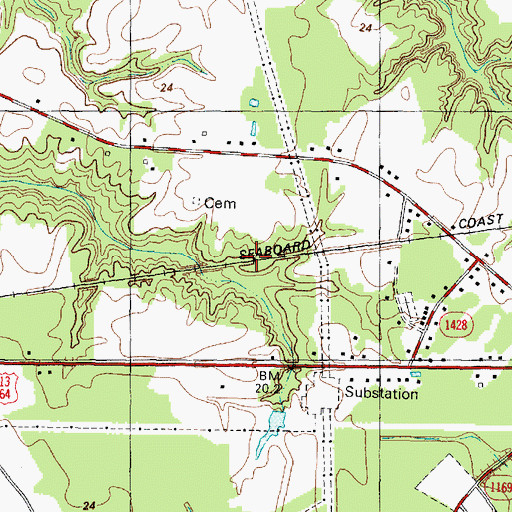 Topographic Map of Martin County, NC