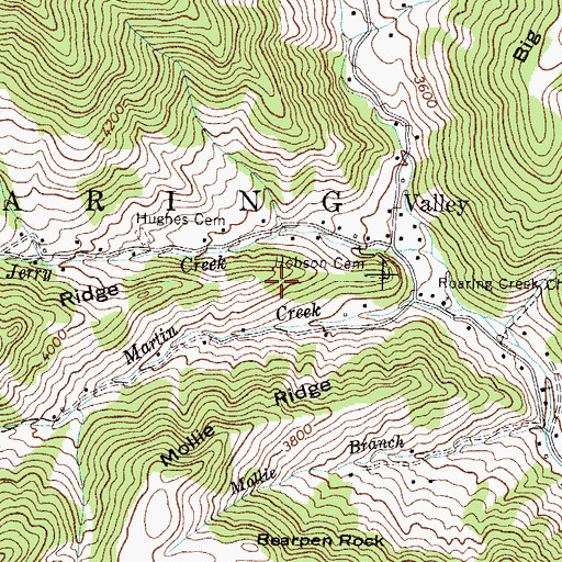 Topographic Map of Township of Roaring Creek, NC