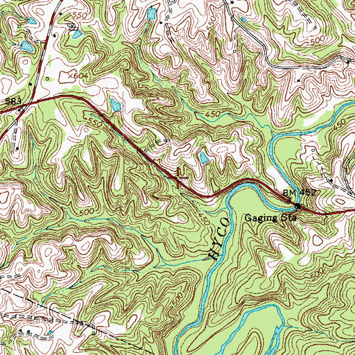 Topographic Map of Township of Leasburg, NC