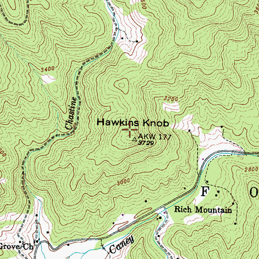 Topographic Map of Township of Caney Fork, NC