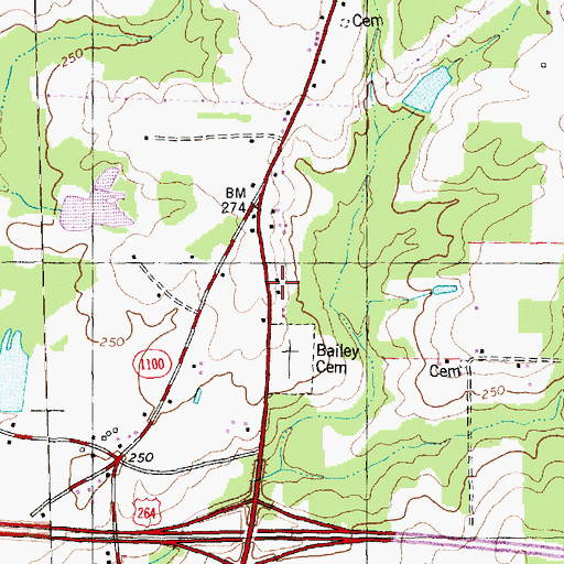 Topographic Map of Township of Bailey, NC