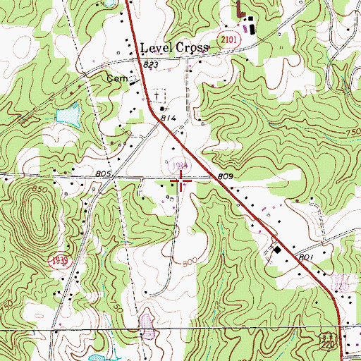 Topographic Map of Township of Level Cross, NC