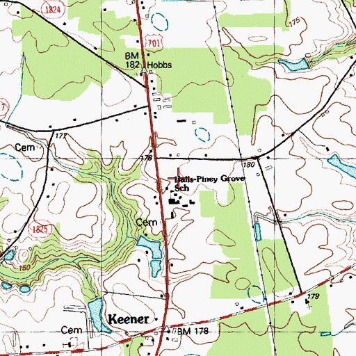 Topographic Map of Township of Halls, NC