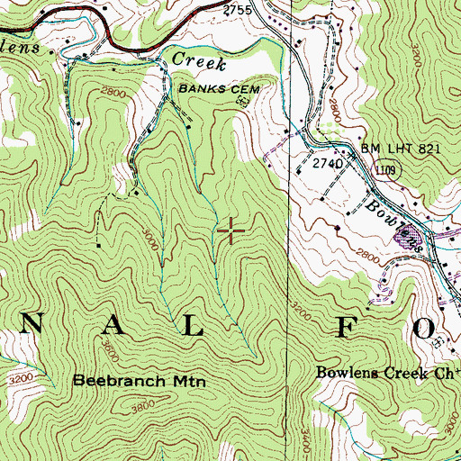 Topographic Map of Township of Burnsville, NC