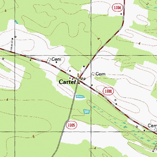 Topographic Map of Carter, NC
