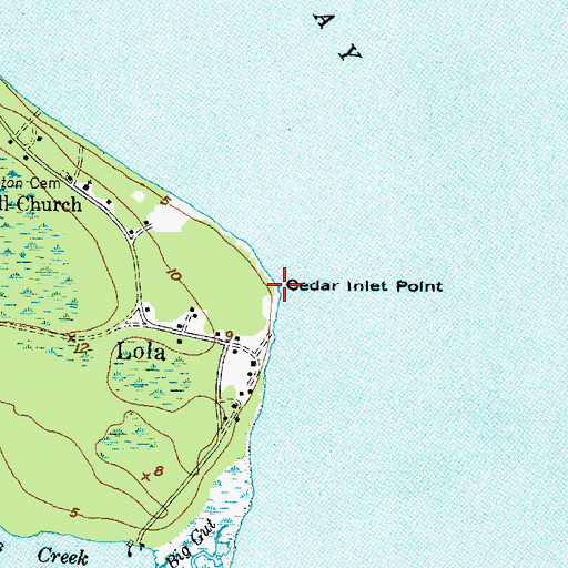 Topographic Map of Cedar Island Point, NC