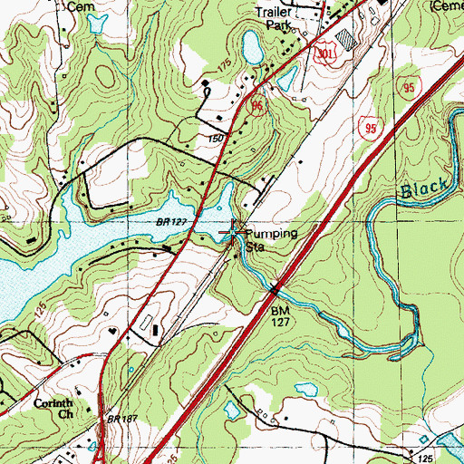 Topographic Map of Holts Lake, NC