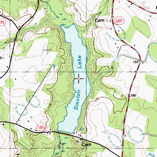 Topographic Map of Sinclair Lake, NC