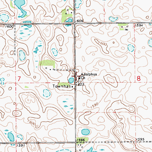 Topographic Map of Adolphus Church, ND
