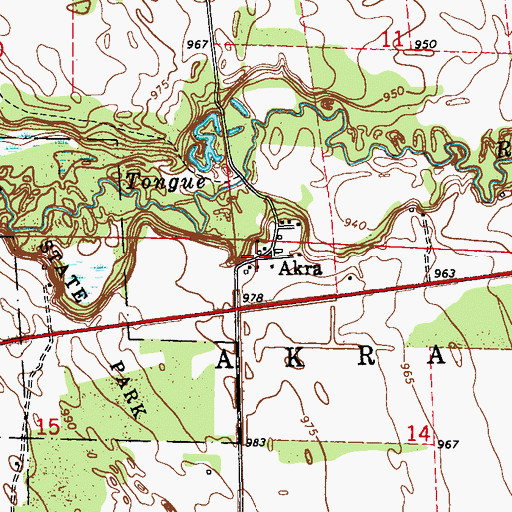 Topographic Map of Akra, ND