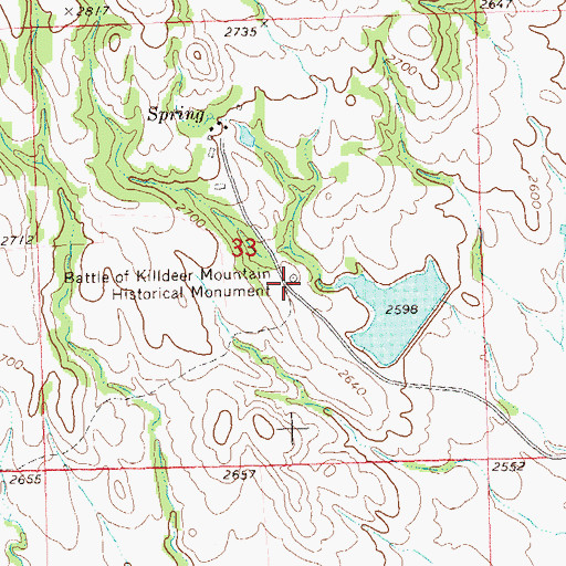Topographic Map of Battle of Killdeer Mountain Historical Monument Park, ND