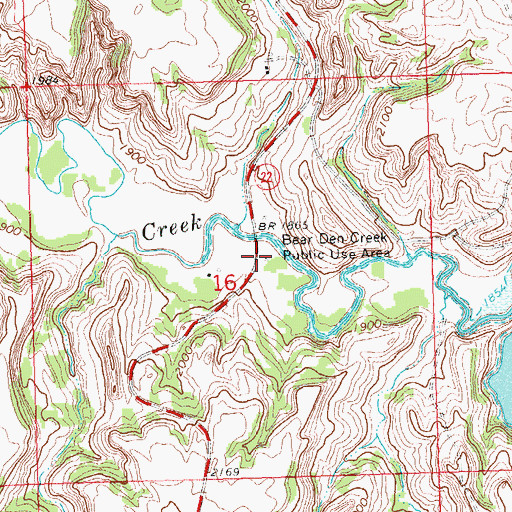 Topographic Map of Bear Den Creek Public Use Area, ND
