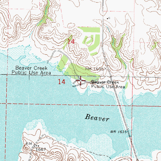 Topographic Map of Beaver Creek Public Use Area, ND