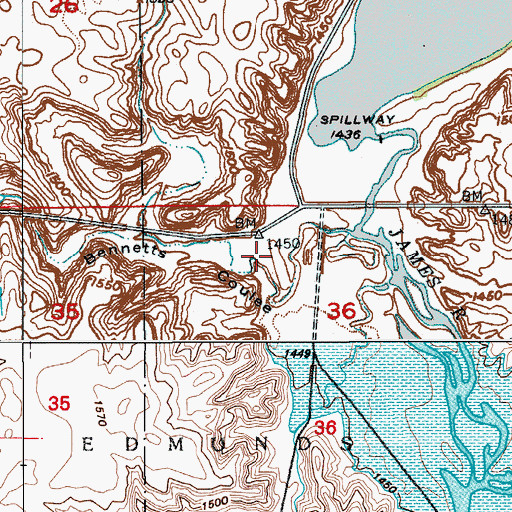 Topographic Map of Bennetts Coulee, ND