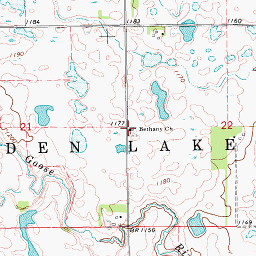 Topographic Map of Bethany Church, ND