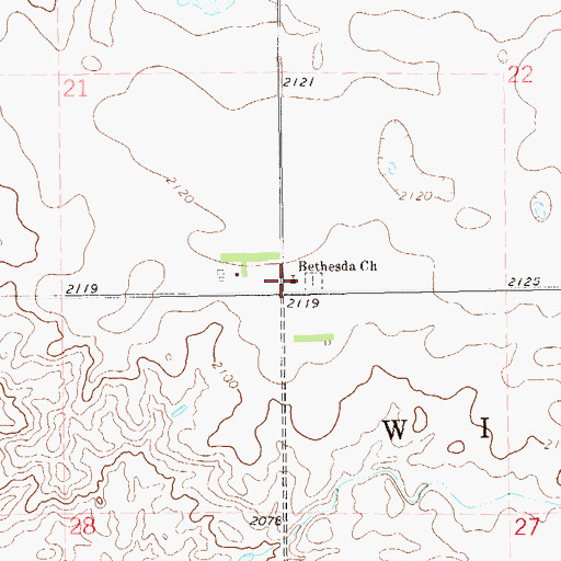 Topographic Map of Bethesda Church, ND