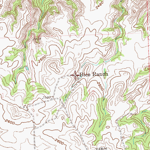 Topographic Map of Bice Ranch, ND