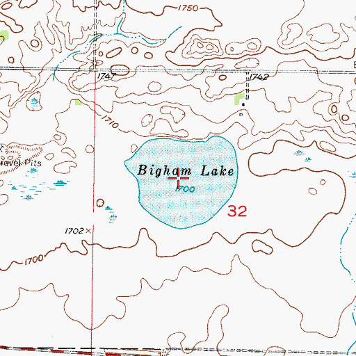 Topographic Map of Bigham Lake, ND