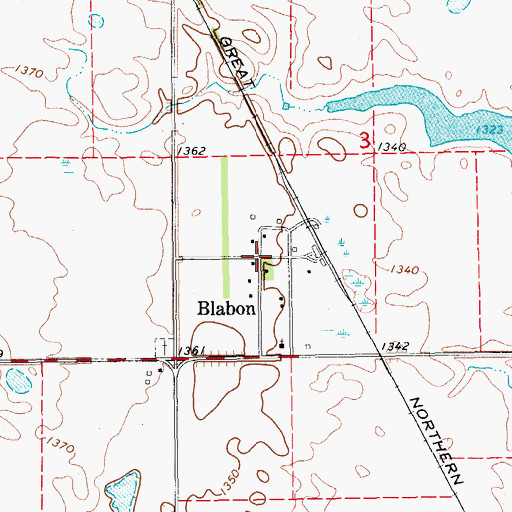 Topographic Map of Blabon, ND