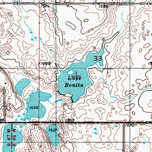 Topographic Map of Lake Bonita, ND
