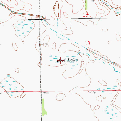 Topographic Map of Boot Lake, ND
