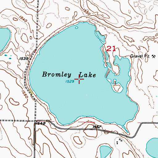 Topographic Map of Bromley Lake, ND