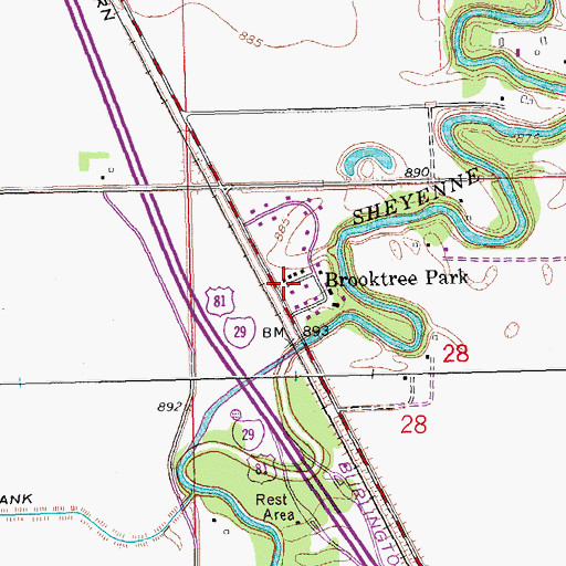 Topographic Map of Brooktree Park, ND