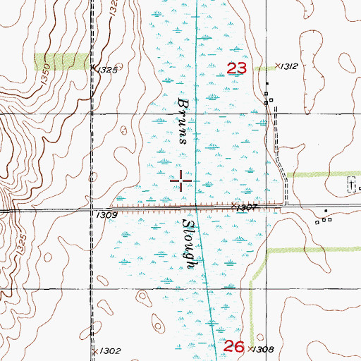 Topographic Map of Bruns Slough, ND