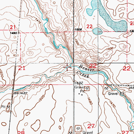 Topographic Map of Buffalo Creek, ND