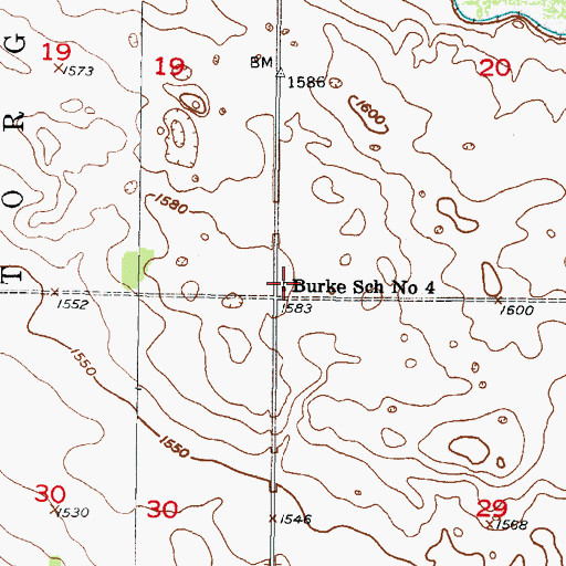 Topographic Map of Burke School Number 4, ND