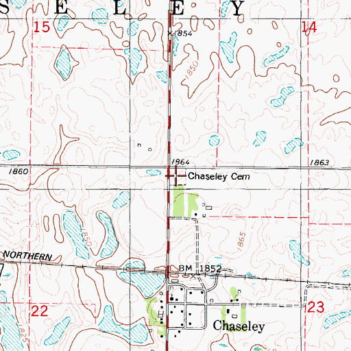 Topographic Map of Chaseley Cemetery, ND