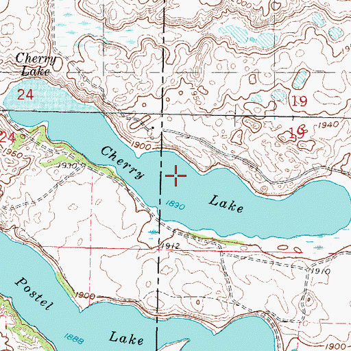 Topographic Map of Cherry Lake, ND
