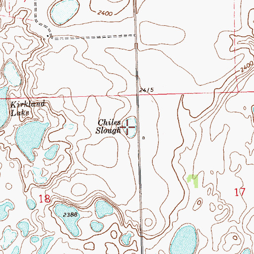 Topographic Map of Chiles Slough, ND