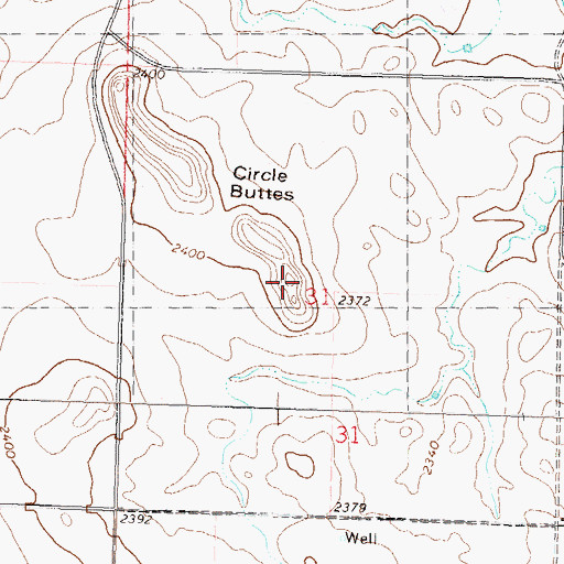 Topographic Map of Circle Buttes, ND