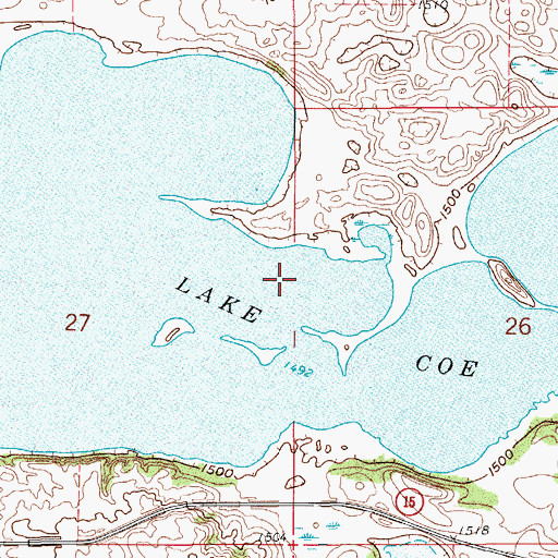 Topographic Map of Lake Coe, ND