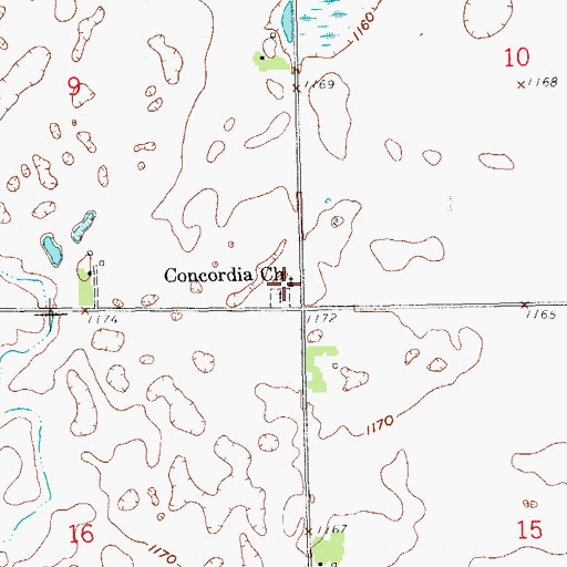 Topographic Map of Concordia Church, ND