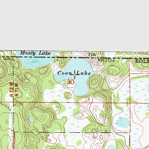 Topographic Map of Coon Lake, ND