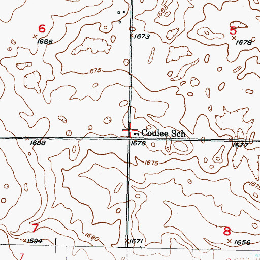 Topographic Map of Coulee School, ND