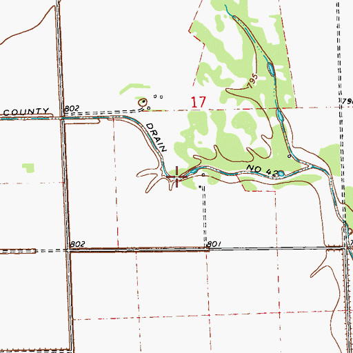 Topographic Map of County Drain Number 42, ND