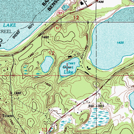 Topographic Map of Court Lake, ND