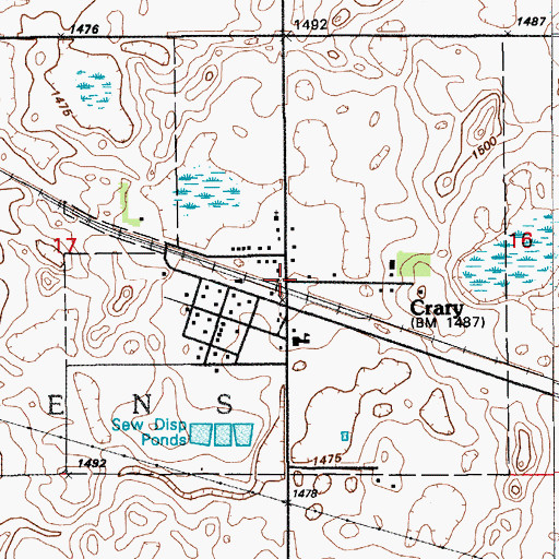 Topographic Map of Crary, ND